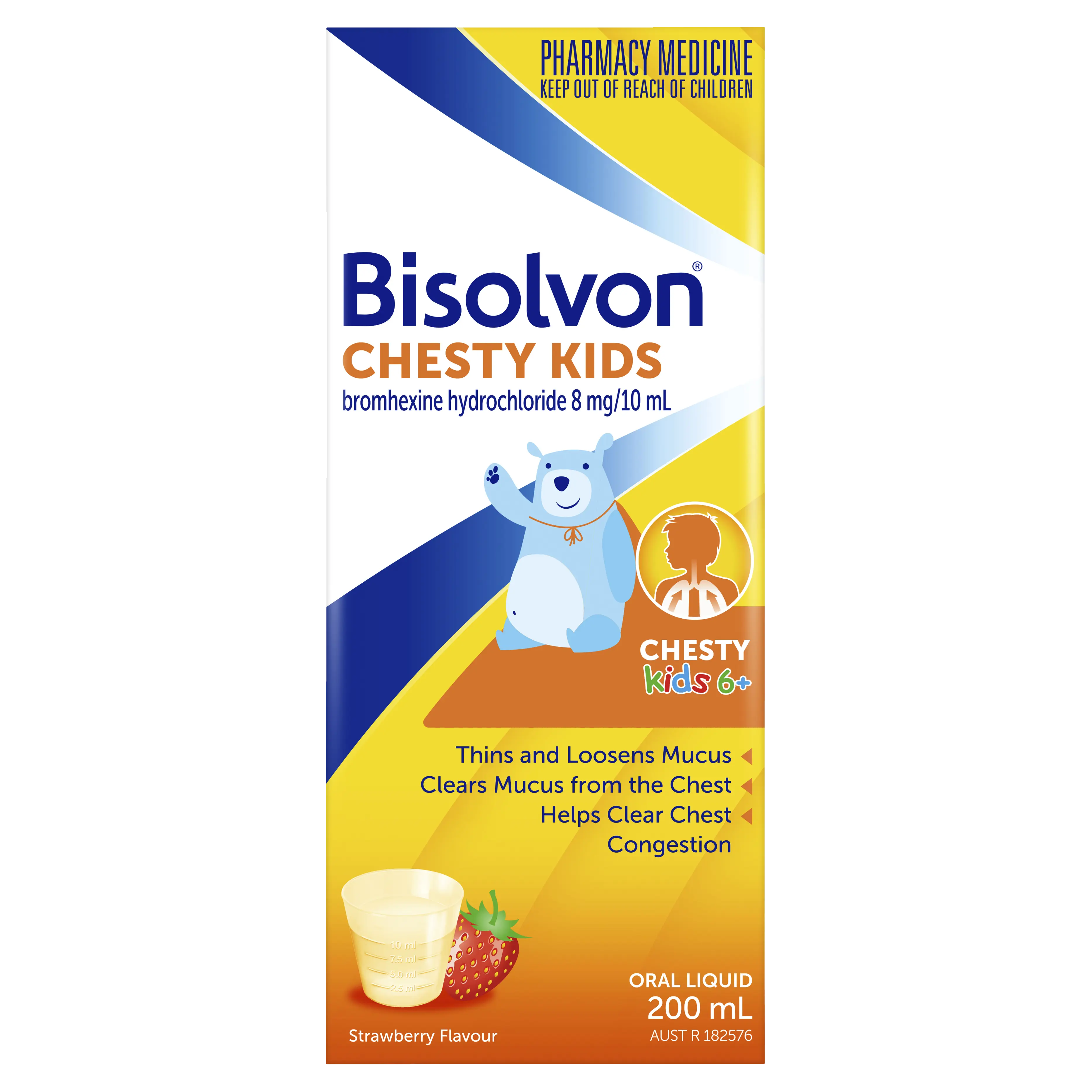 Bisolvon Chesty Kids 6+ Strawberry Liquid for Chesty Coughs